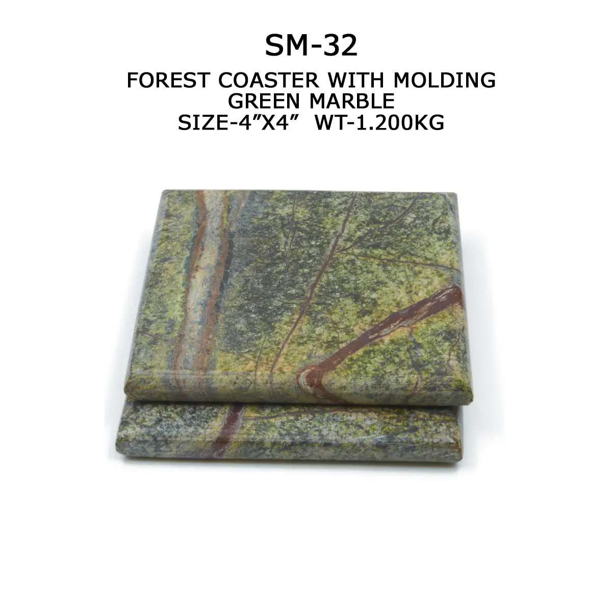 FOREST COASTER WITH MOLDING GREEN MARBLE